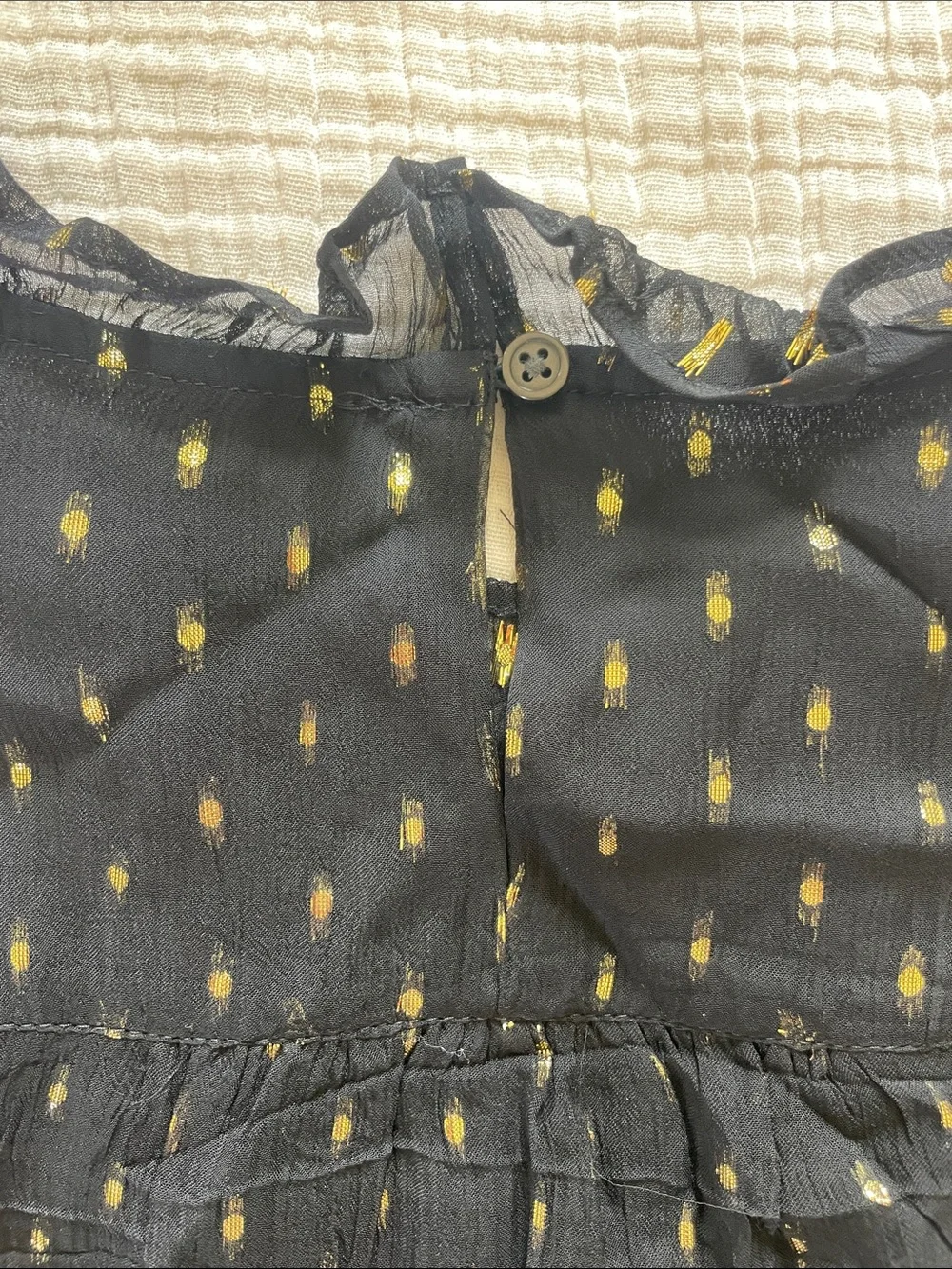J. Crew Black Blouse with Gold Dot Detail size M